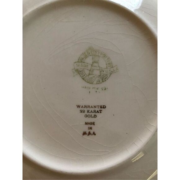 Vintage Paden City Pottery 22kt Gold Warranted Serving Set Of 4 Plate - Picture 4 of 16